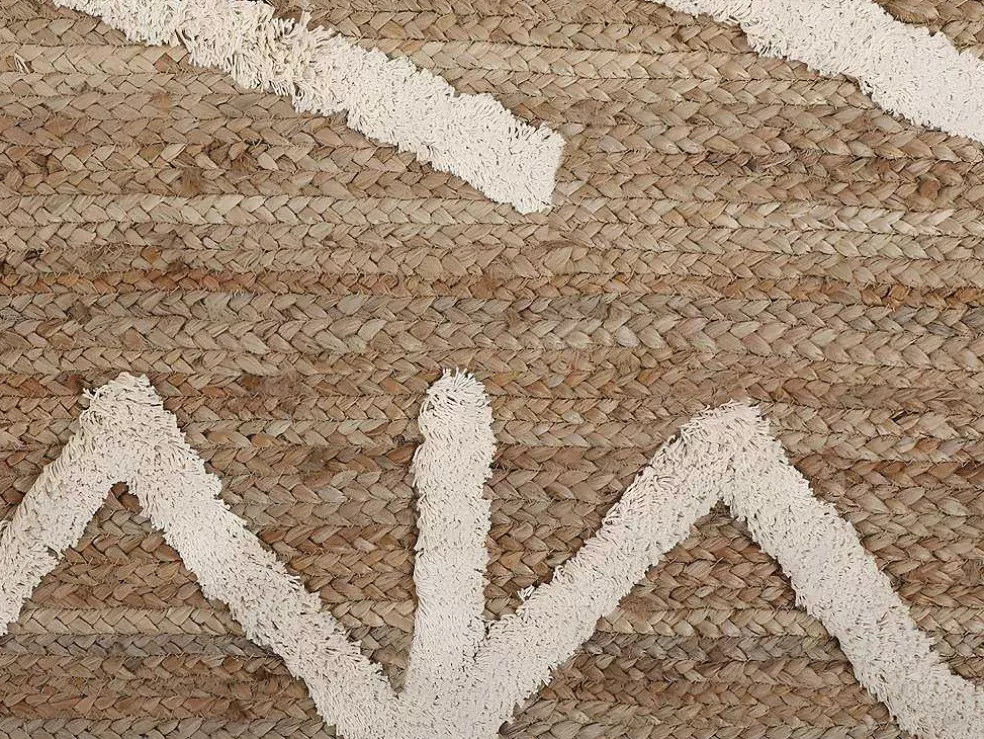 OZAIA Tapete Em Juta E Algodao Tecido A Mão De 160 X 230 Cm Cor Natural E Branco - Garland* Tapete De Sala