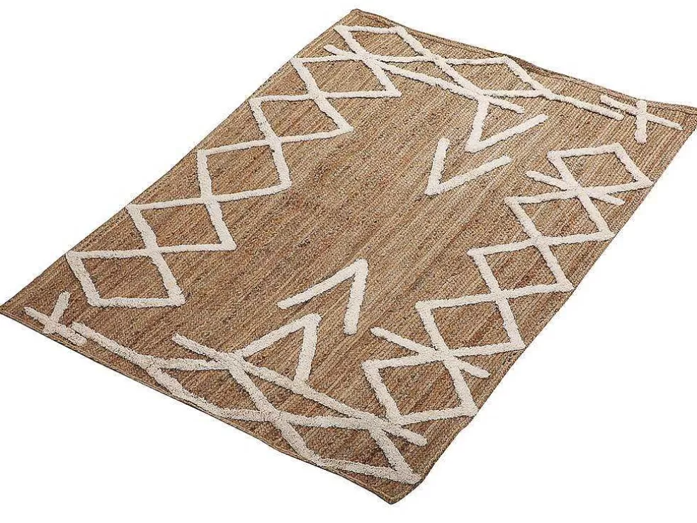 OZAIA Tapete Em Juta E Algodao Tecido A Mão De 160 X 230 Cm Cor Natural E Branco - Garland* Tapete De Sala