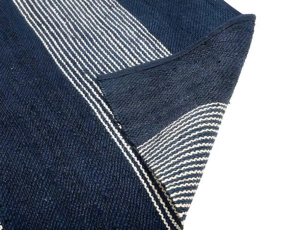 OZAIA Tapete Em Juta Tecida A Mão De 160 X 230 Cm Cor Azul-Marinho E Branco - Kochi* Tapete De Sala