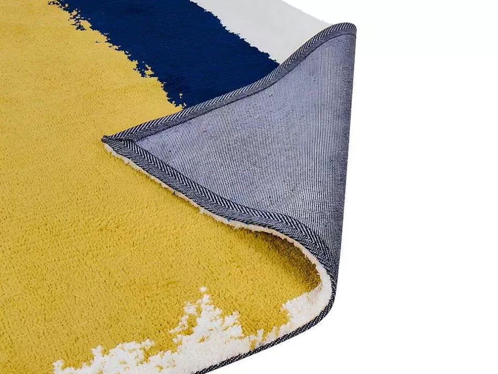 OZAIA Tapete Em Poliester De 200 X 290 Cm Cor Amarelo Mostarda, Azul-Marinho E Cinza - Camden* Tapete De Sala
