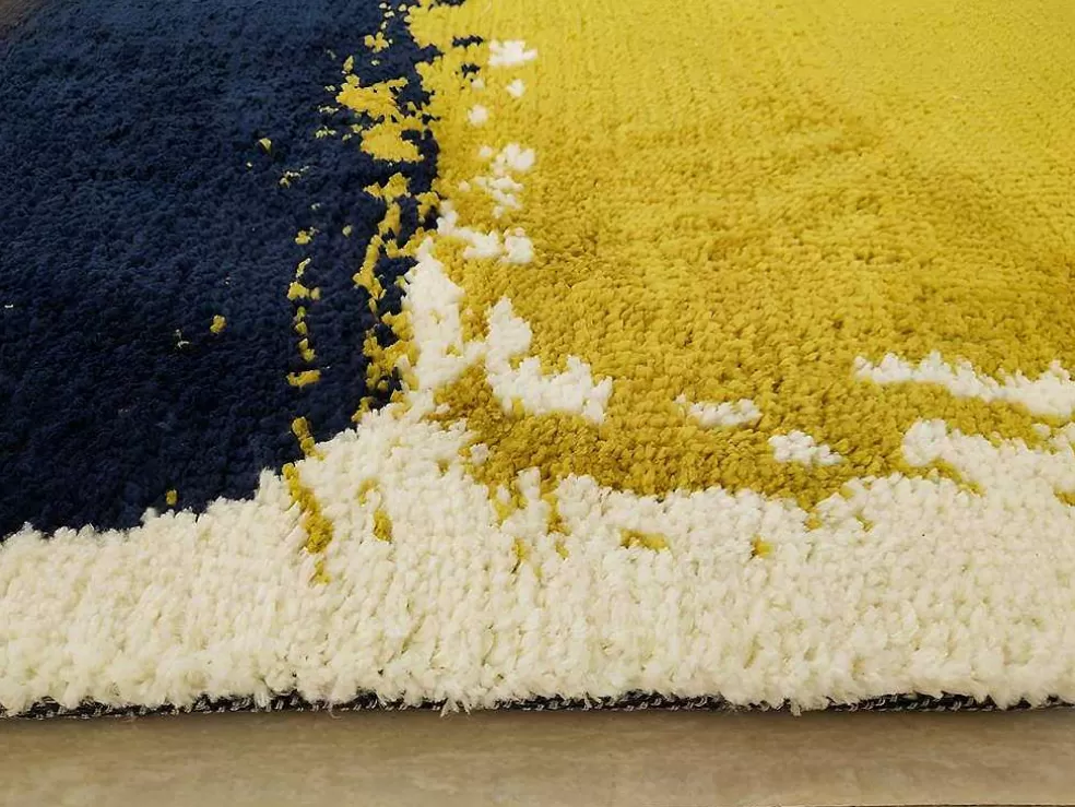 OZAIA Tapete Em Poliester De 200 X 290 Cm Cor Amarelo Mostarda, Azul-Marinho E Cinza - Camden* Tapete De Sala