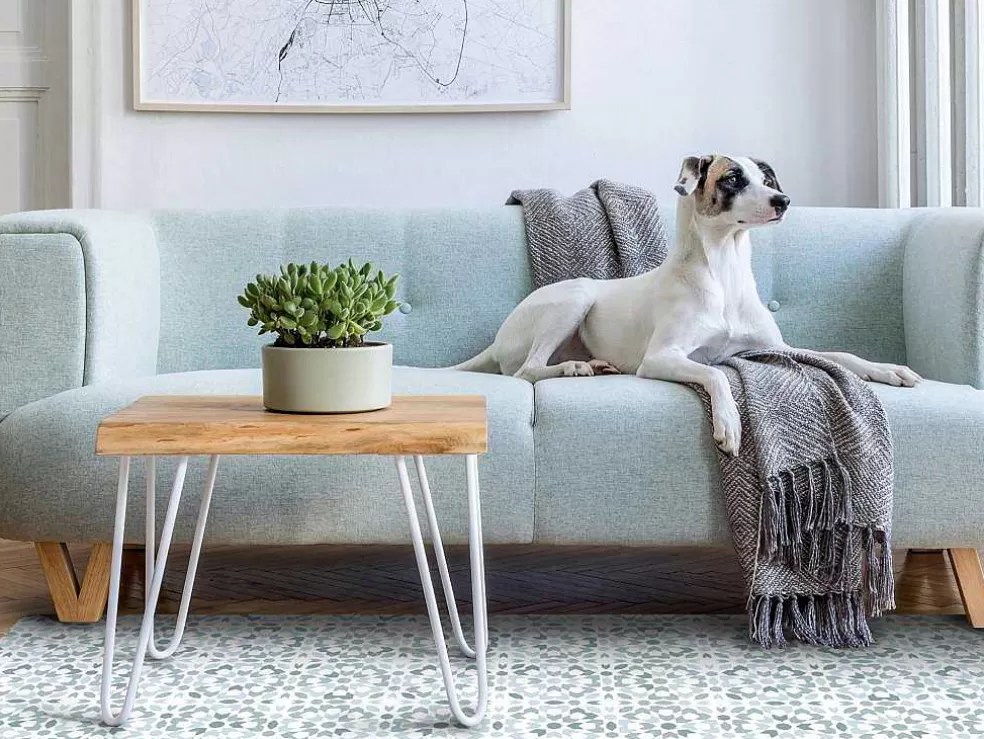 OZAIA Tapete Em Vinil Efeito Azulejo 120X180 Cm Azul E Branco - Princy* Tapete De Vinil