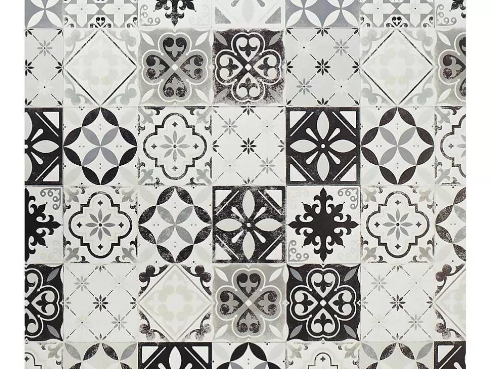 OZAIA Tapete Em Vinil Efeito Mosaico Hidraulico Mosai - 120X180 Cm - Preto E Branco* Tapete De Sala