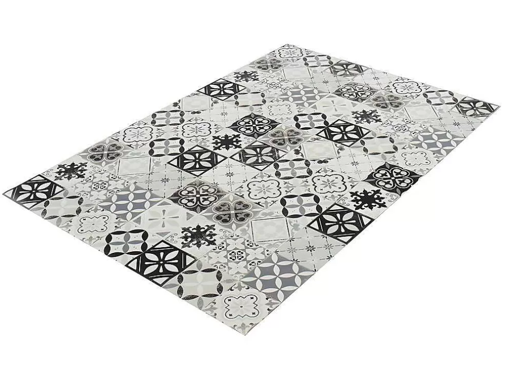 OZAIA Tapete Em Vinil Efeito Mosaico Hidraulico Mosai - 120X180 Cm - Preto E Branco* Tapete De Sala