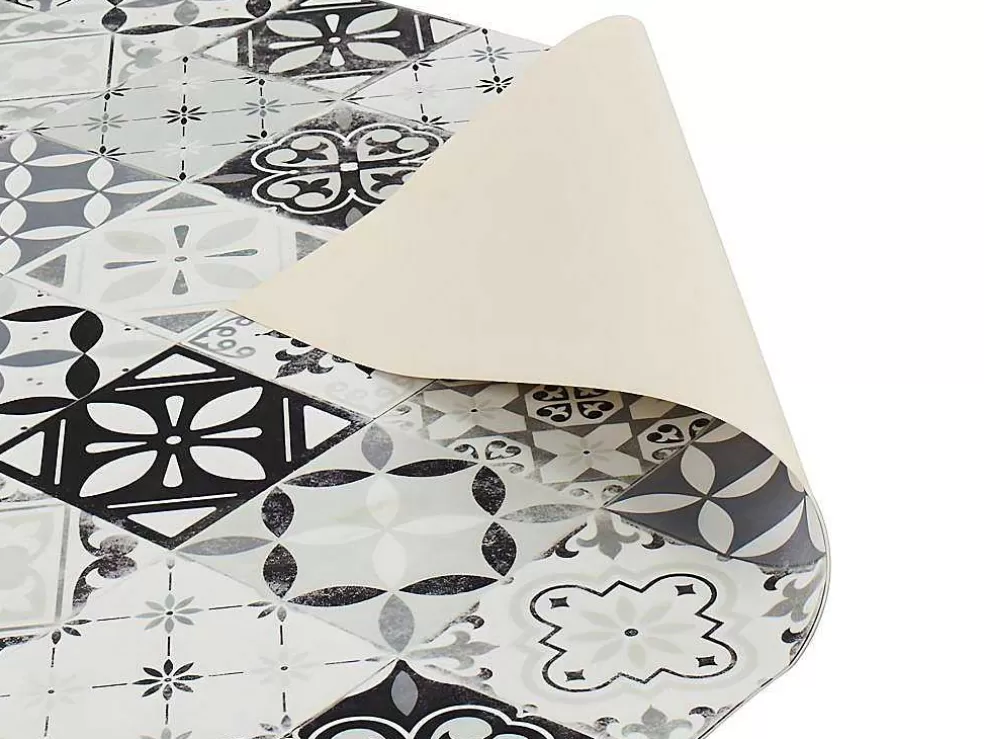 OZAIA Tapete Em Vinil Efeito Mosaico Hidraulico Mosai - 120X180 Cm - Preto E Branco* Tapete De Sala