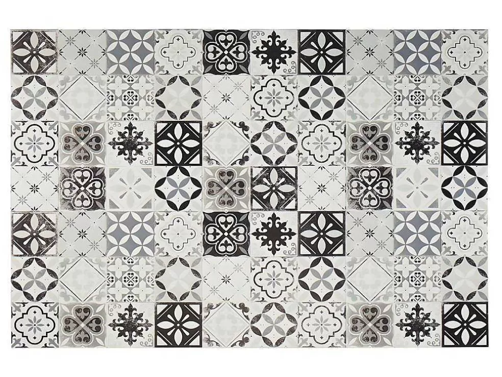 OZAIA Tapete Em Vinil Efeito Mosaico Hidraulico Mosai - 120X180 Cm - Preto E Branco* Tapete De Sala
