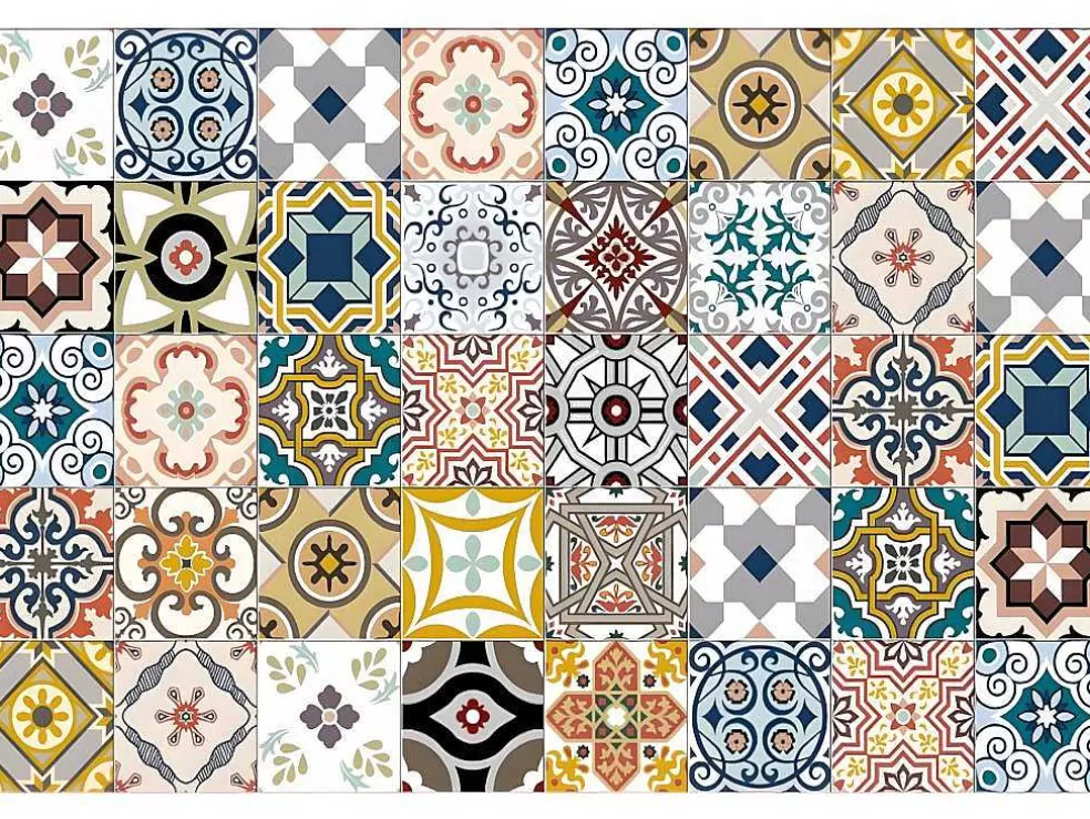 OZAIA Tapete Em Vinil Efeito Mosaico Hidraulico Rica - 120X180 Cm - Multicolor* Tapete De Sala