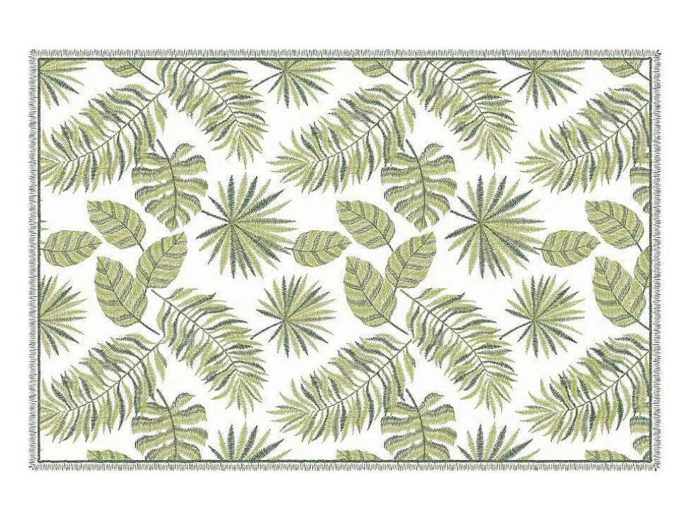 OZAIA Tapete Em Vinil Motivo Tropical 120X180 Cm Verde E Branco - Tropicala* Tapete De Vinil