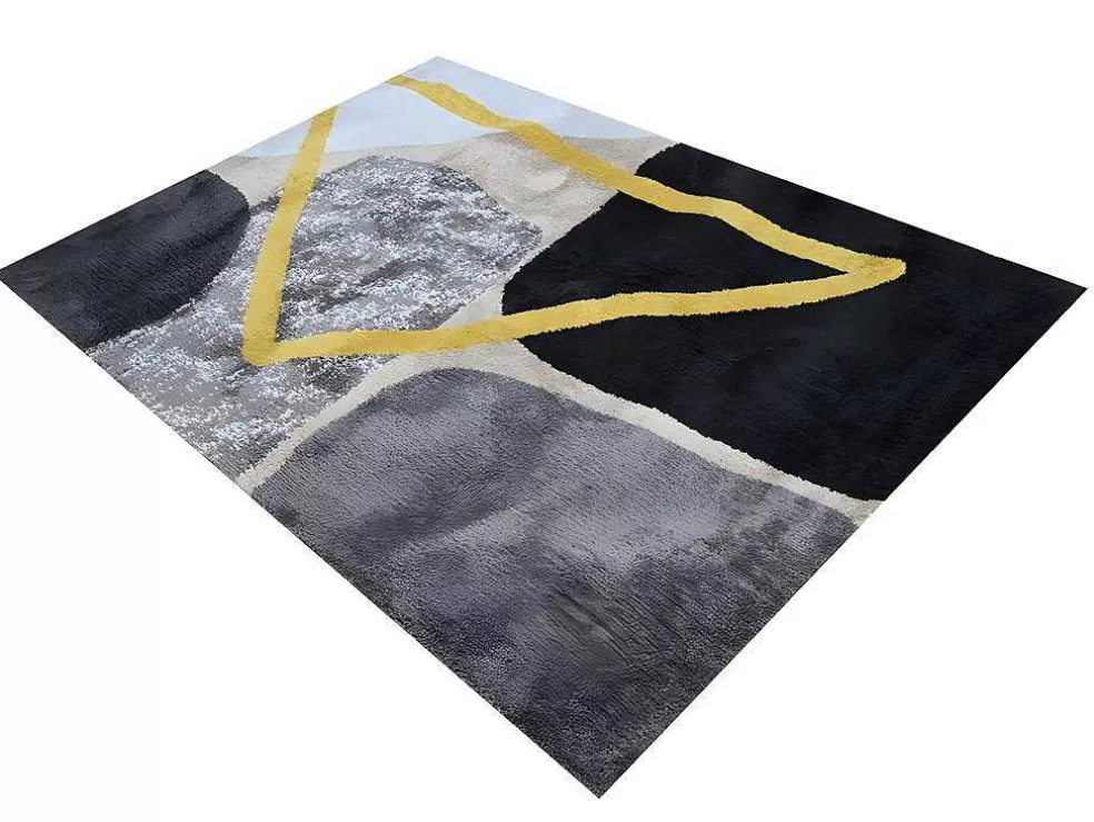 OZAIA Tapete Estilo Contemporaneo De 160 X 230 Cm Cor Cinza, Preto E Dourado - Picadilly* Tapete Grande