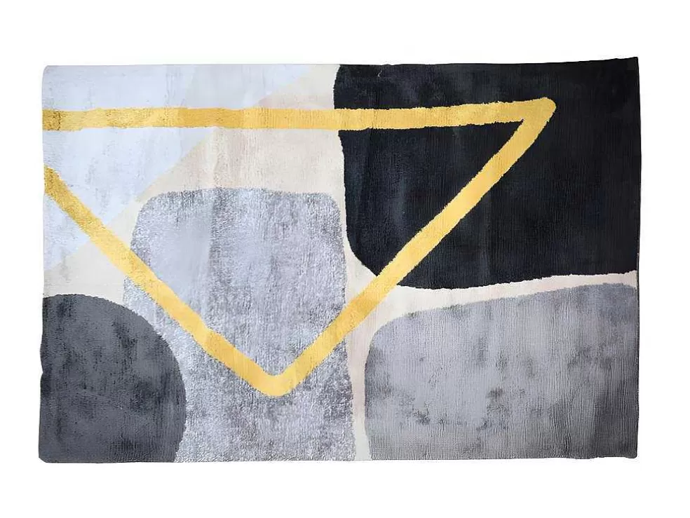 OZAIA Tapete Estilo Contemporaneo De 160 X 230 Cm Cor Cinza, Preto E Dourado - Picadilly* Tapete Grande