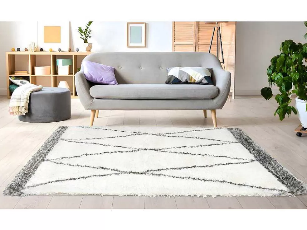 OZAIA Tapete Felpudo 160 X 230 Cm Em Poliester Bege E Cinza Estilo Berbere - Hania* Tapete De Sala