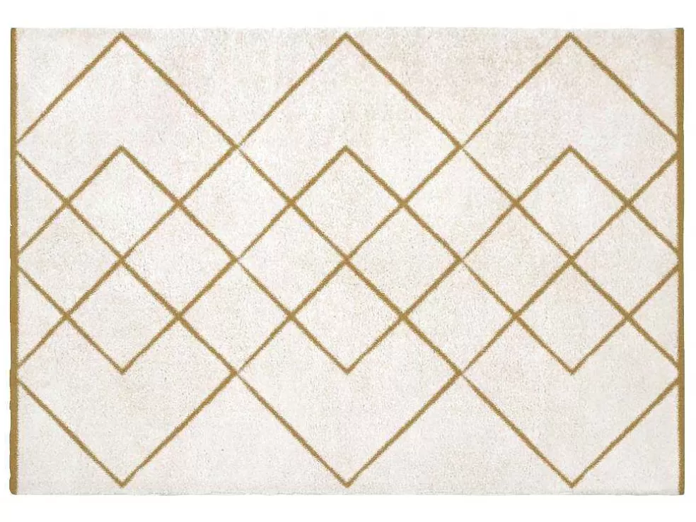 OZAIA Tapete Felpudo Berbere 160 X 230 Cm Branco E Dourado - Prysmi* Tapete Shaggy