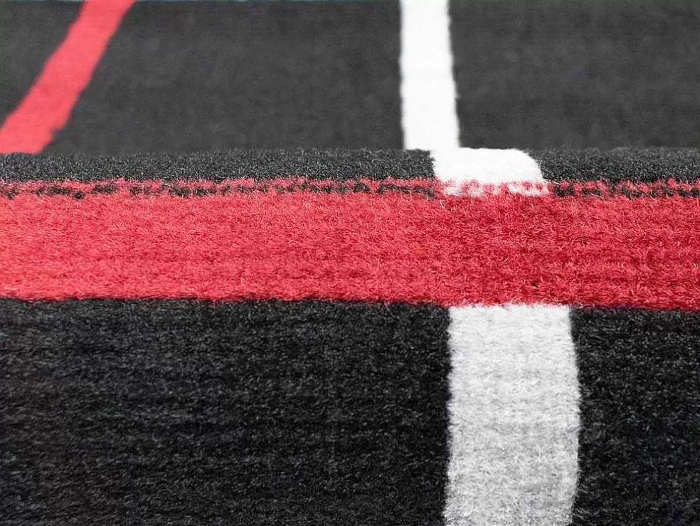 OZAIA Tapete Geometrico 140 X 200 Cm Em Polipropileno Preto, Branco E Vermelho - Cubio* Tapete De Sala