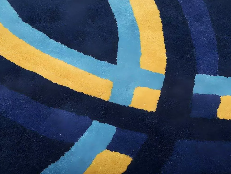 OZAIA Tapete Oval Em La Tufada A Mão De 150 X 230 Cm Cor Azul-Marinho - Komiza* Tapete De Sala