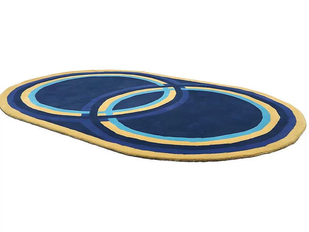 OZAIA Tapete Oval Em La Tufada A Mão De 150 X 230 Cm Cor Azul-Marinho - Komiza* Tapete De Sala