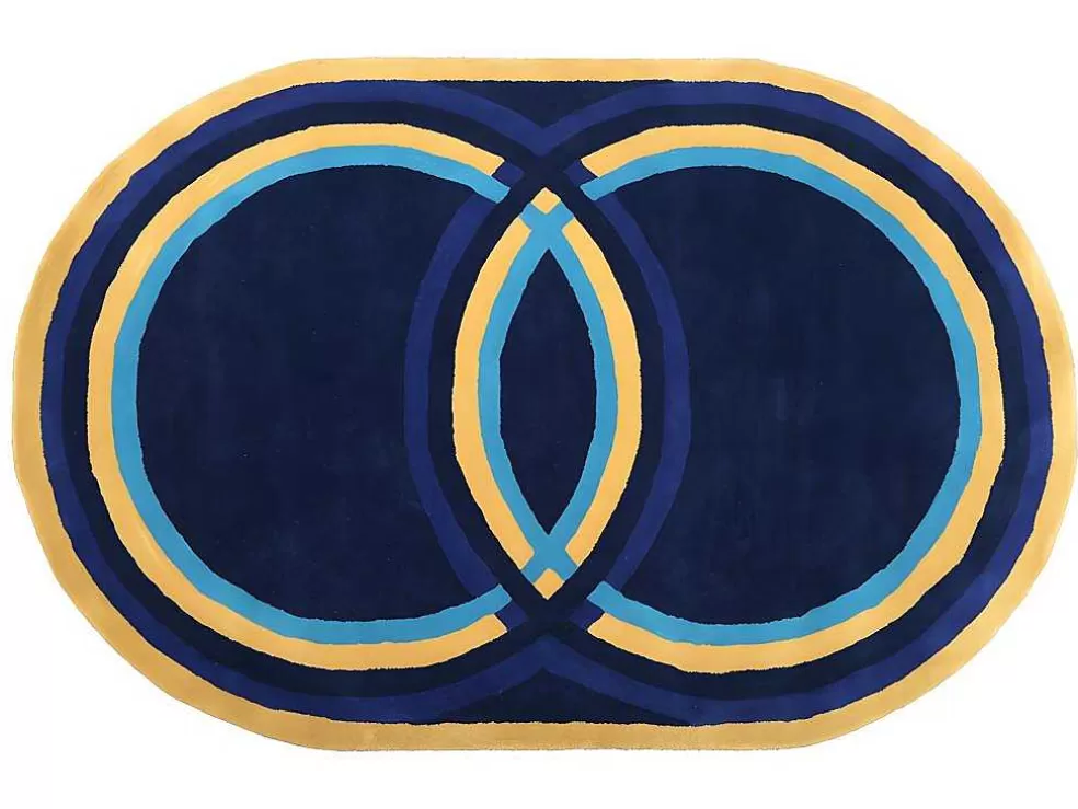 OZAIA Tapete Oval Em La Tufada A Mão De 150 X 230 Cm Cor Azul-Marinho - Komiza* Tapete De Sala