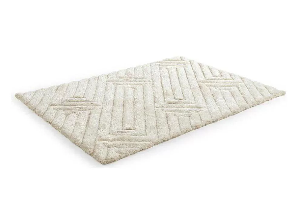 OZAIA Tapete Shaggy De Pelo Comprido Com Relevo 160X230 Cm Branco-Sujo - Maze* Tapete De Sala