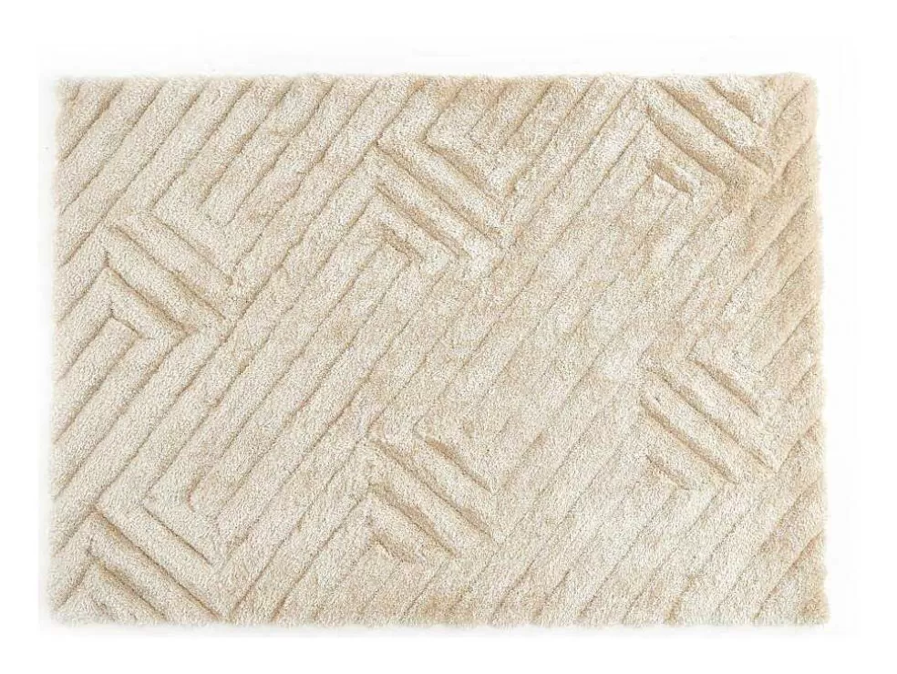 OZAIA Tapete Shaggy De Pelo Comprido Com Relevo 160X230 Cm Branco-Sujo - Maze* Tapete De Sala