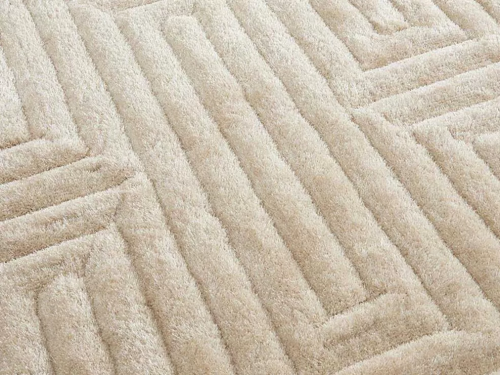 OZAIA Tapete Shaggy De Pelo Comprido Com Relevo 160X230 Cm Branco-Sujo - Maze* Tapete De Sala