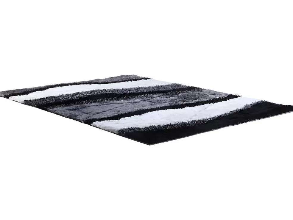 OZAIA Tapete Shaggy Ecume - Poliester Tufado A Mão - Preto E Branco - 160*230 Cm* Promoções Decoração