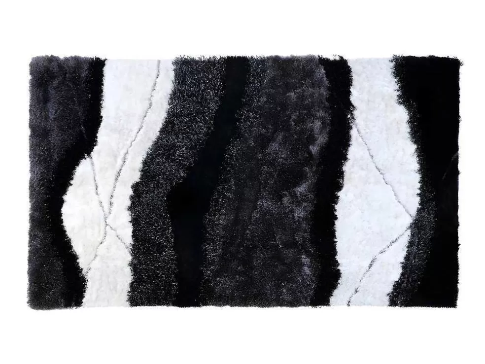 OZAIA Tapete Shaggy Ecume - Poliester Tufado A Mão - Preto E Branco - 200*290 Cm* Promoções Decoração