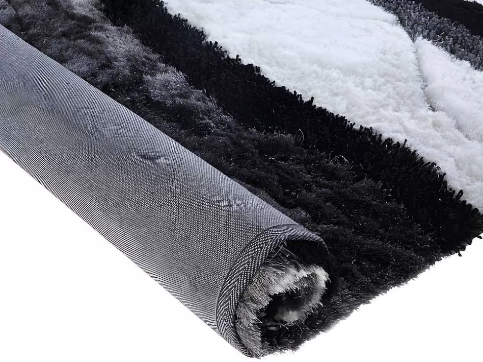 OZAIA Tapete Shaggy Ecume - Poliester Tufado A Mão - Preto E Branco - 160*230 Cm* Promoções Decoração