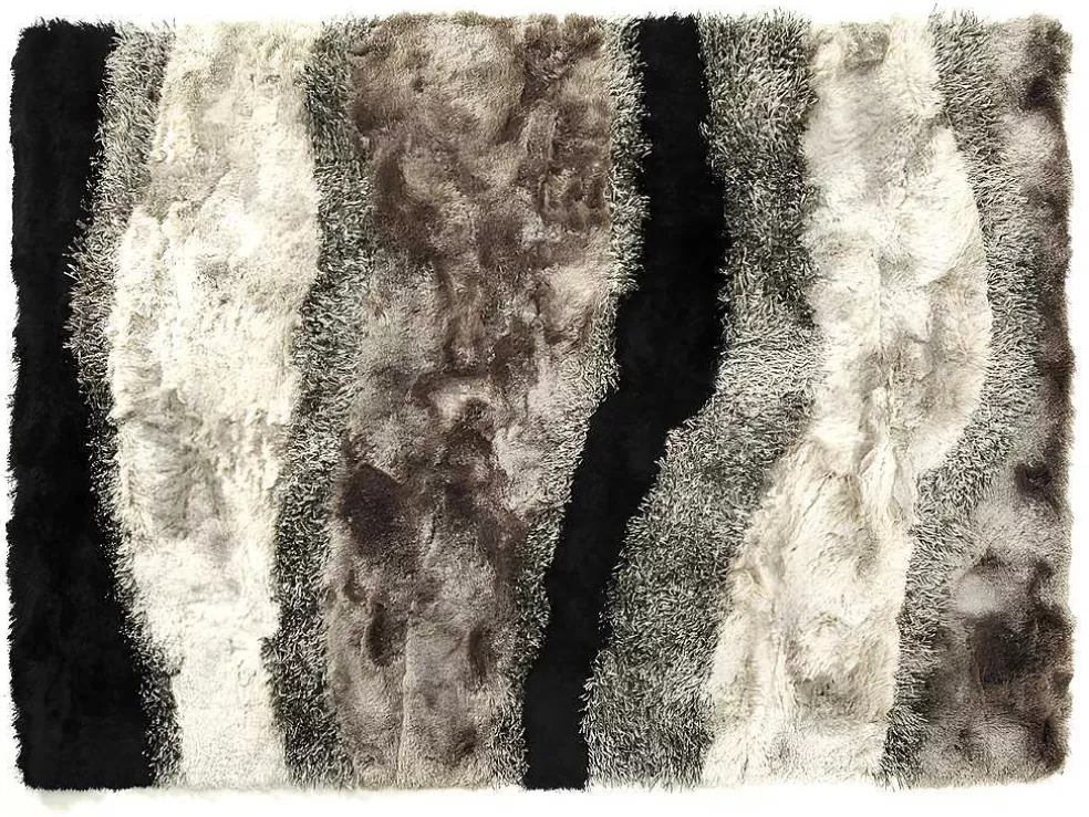OZAIA Tapete Shaggy Ecume - Poliester Tufado A Mão - Taupe, Branco E Preto - 140 X 200 Cm* Tapete De Sala