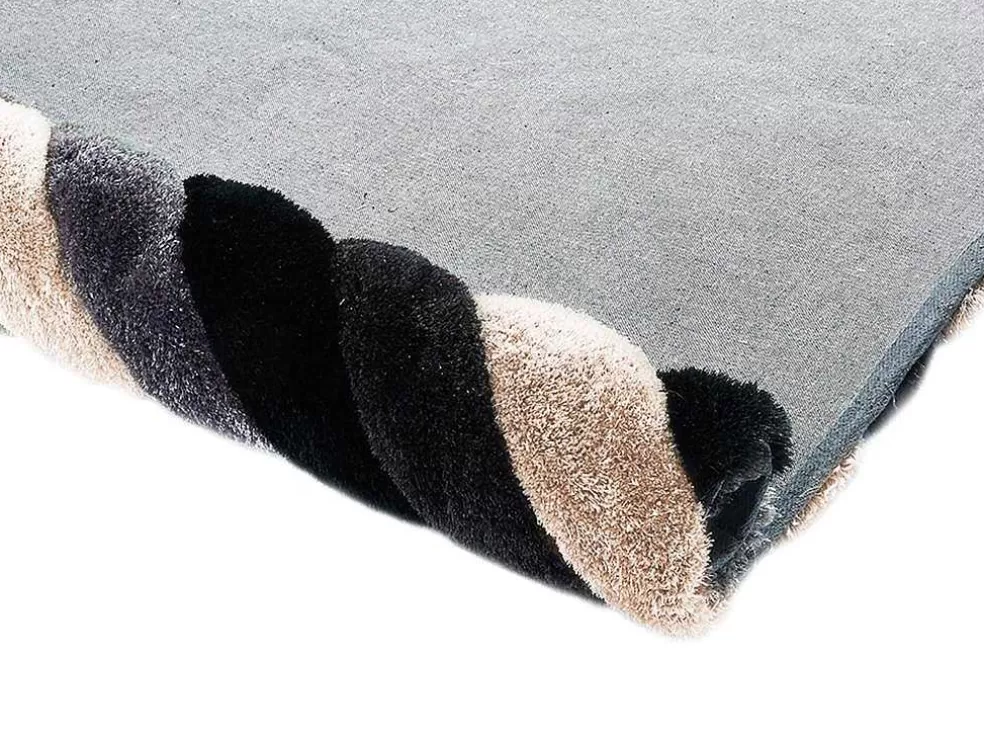 OZAIA Tapete Shaggy Efeito 3D Sablier - Poliester - Cinza, Preto E Branco - 140X200 Cm* Tapete De Sala