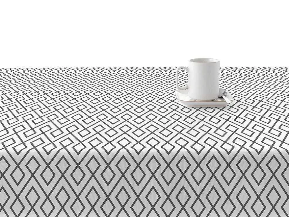 Purline Toalha De Mesa 100% Algodao Resistente A Nodoas Com Desenho Geometrico Cinzento* Têxteis De Mesa