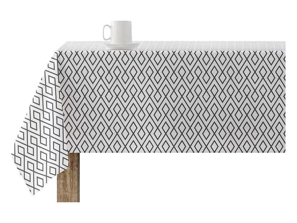 Purline Toalha De Mesa 100% Algodao Resistente A Nodoas Com Desenho Geometrico Cinzento* Têxteis De Mesa