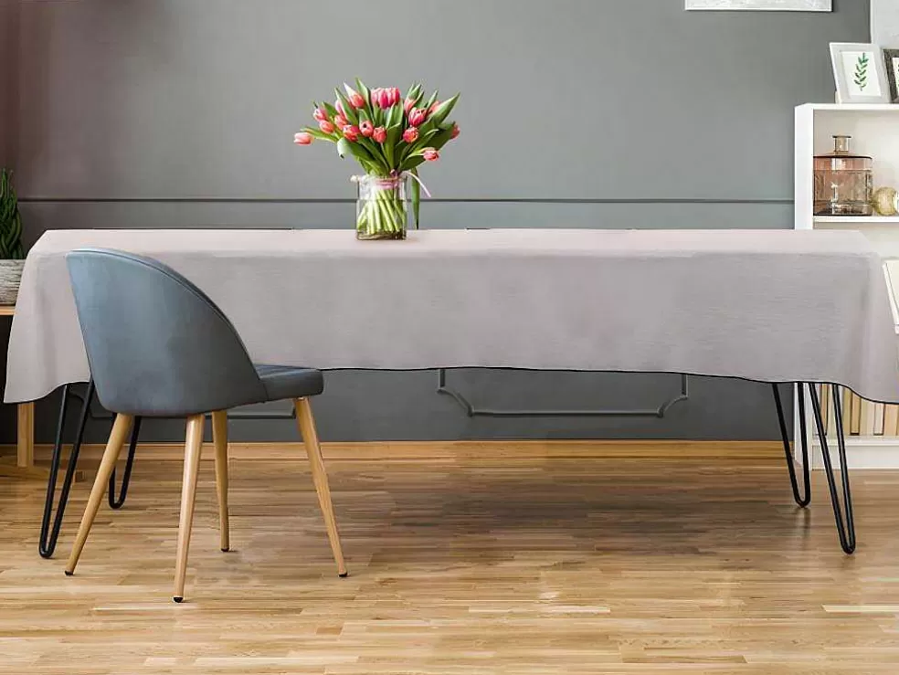 OZAIA Toalha Em Algodao E Linha Com Borda Preta 170 X 170 Cm Taupe - Borina* Têxteis De Mesa