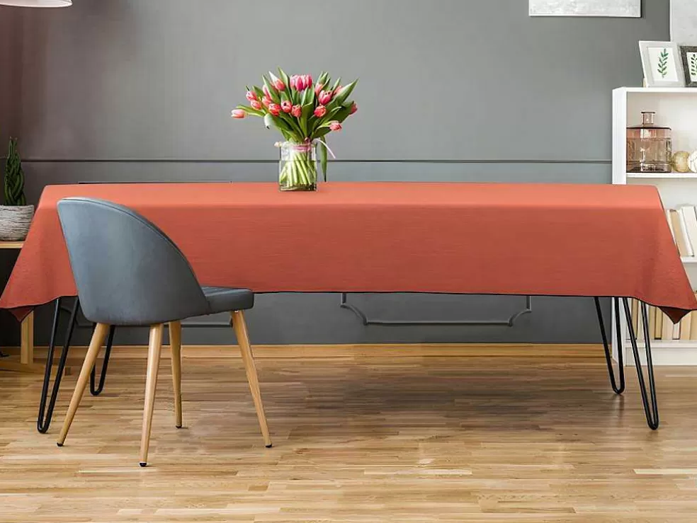 OZAIA Toalha Em Algodao E Linha Com Borda Preta 170 X 300 Cm Terracota - Borina* Têxteis De Mesa