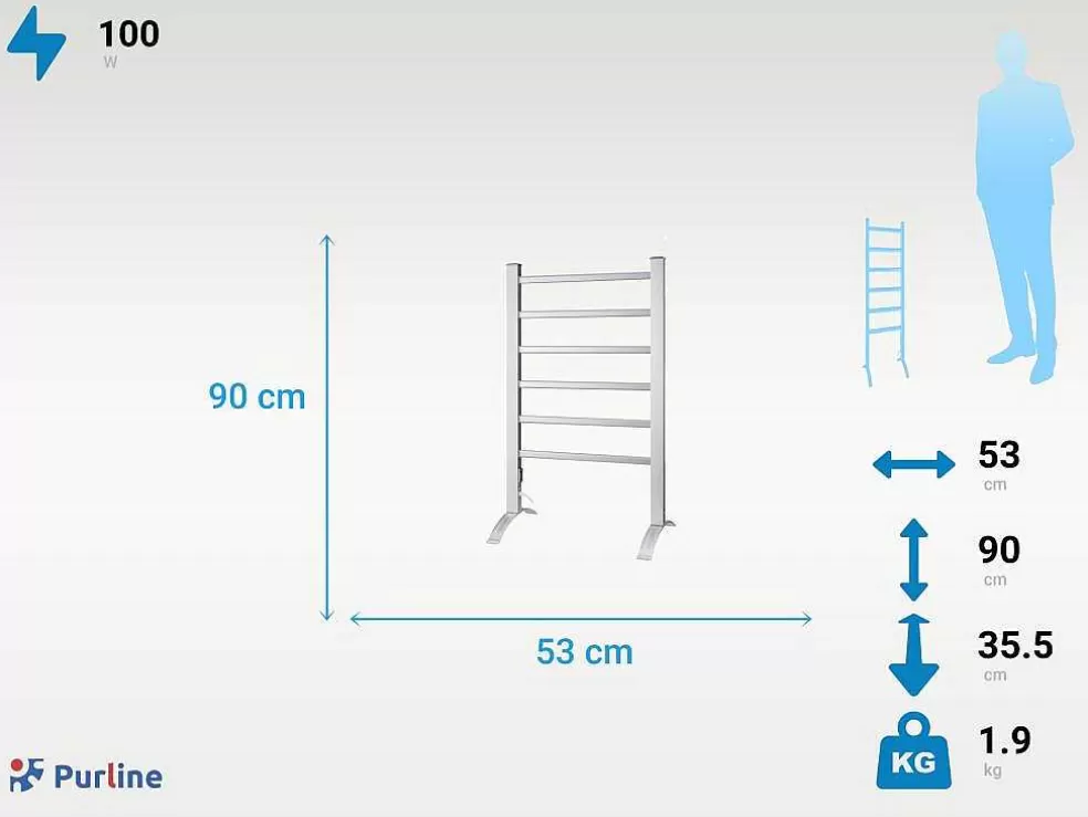 Purline Toalheiro Eletrico De Aluminio De Chao* Promoções Casa De Banho & Bem-Estar