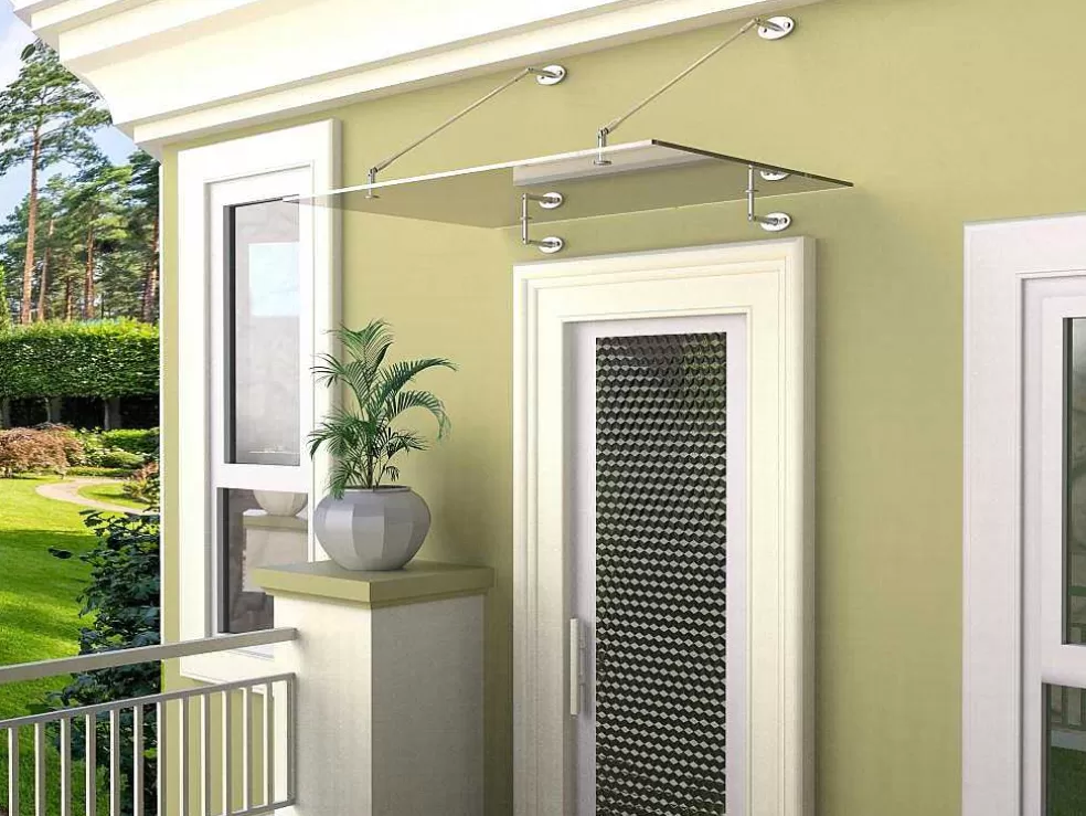 Vente-unique Toldo De Porta Em Aco Inoxidavel 150 X 100 Cm Liso Inclinavel Prateado - Rami* Cobertura De Porta