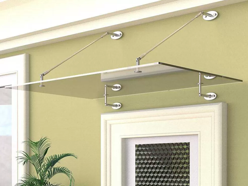 Vente-unique Toldo De Porta Em Aco Inoxidavel 150 X 100 Cm Liso Inclinavel Prateado - Rami* Cobertura De Porta