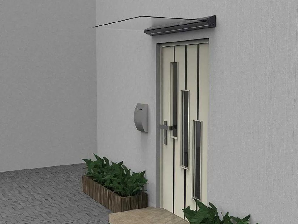 Vente-unique Toldo De Porta Em Aluminio 140X90 Cm Liso Com Leds - Luxama* Cobertura De Porta