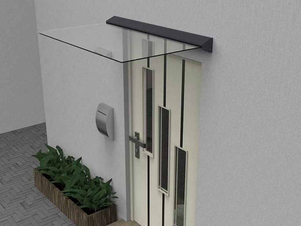 Vente-unique Toldo De Porta Em Aluminio 140X90 Cm Liso Com Leds - Luxama* Cobertura De Porta