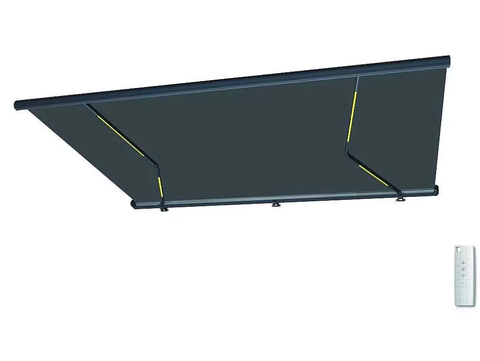 Vente-unique Toldo Retratil Motorizado Com Leds E Caixa Integral 4 X 3,5 M, Lona Acrilico Antracite - Galaxa* Toldo E Persiana De Exterior