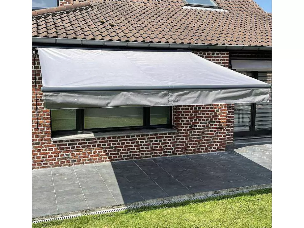 Happy Garden Toldo Saule 3,5 3M Com Semi-Canopia - Tecido Cinzento E Estrutura Cinzenta* Toldo E Persiana De Exterior