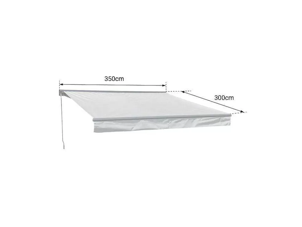Happy Garden Toldo Saule 3,5 3M Com Semi-Canopy - Tecido Branco/Cinzento Riscado E Estrutura Branca* Toldo E Persiana De Exterior