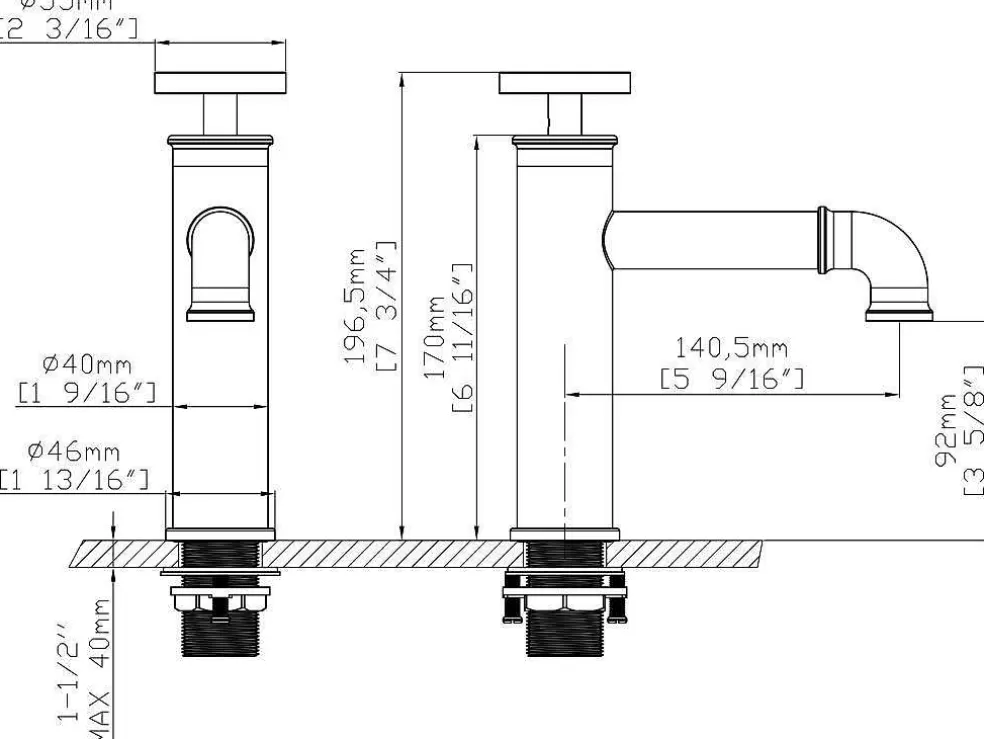 Shower & Design Torneira Misturadora Mecanica A19,6 Cm Preto Mate - Kapuas* Torneira
