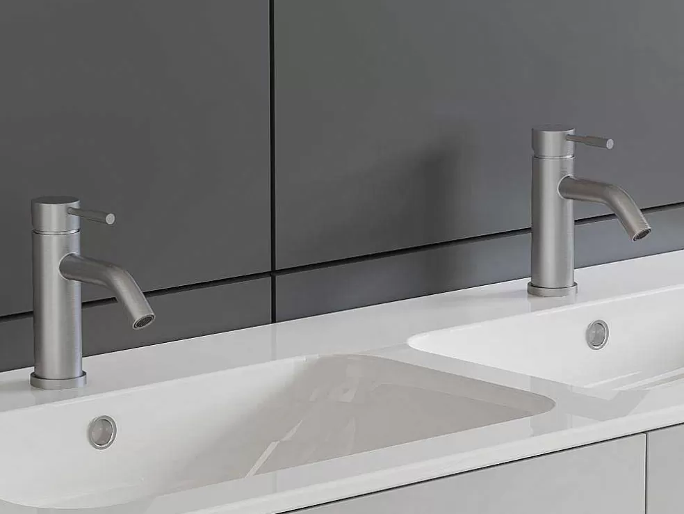 Shower & Design Torneira Misturadora Mecanica Arredondada Em Inox Cor Niquel Escovado A17 Cm - Salavan* Torneira