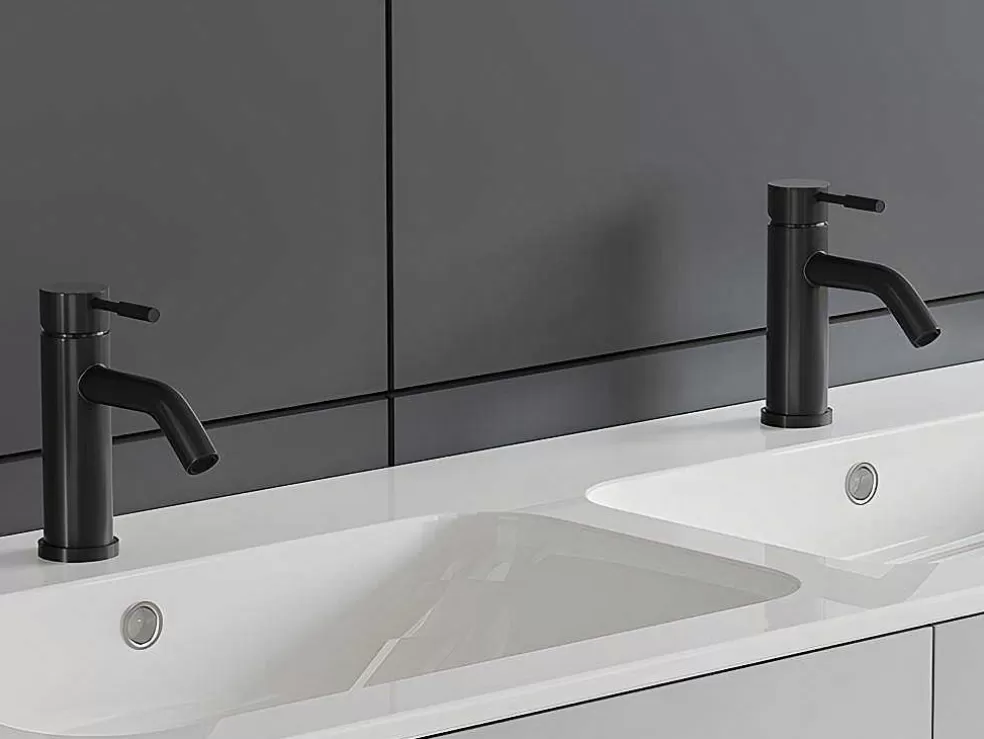 Shower & Design Torneira Misturadora Mecanica Arredondada Em Inox Escovado Preto Mate A17 Cm - Salavan* Torneira