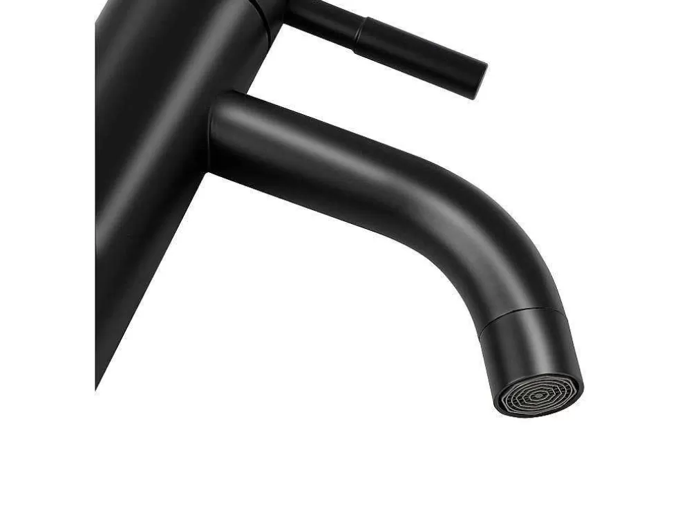 Shower & Design Torneira Misturadora Mecanica Arredondada Em Inox Escovado Preto Mate A29,6 Cm - Salavan* Torneira