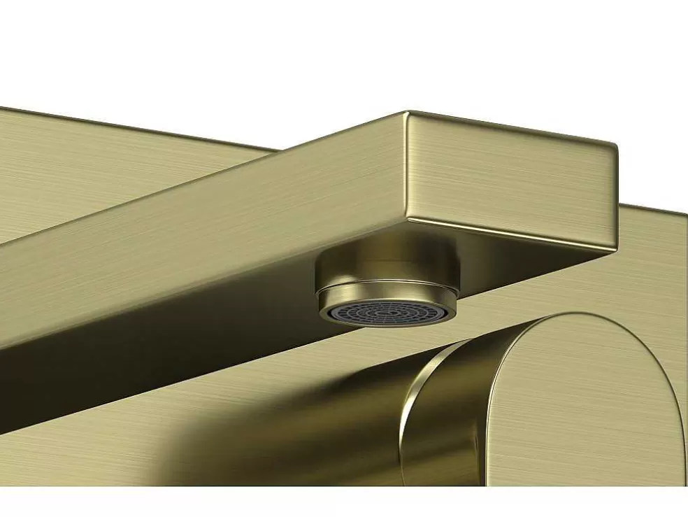 Shower & Design Torneira Misturadora Mecanica De Encastrar Quadrada Dourado Acabamento Alisado - Vistula* Torneira