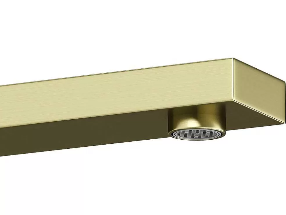 Shower & Design Torneira Misturadora Mecanica Quadrada A15,7 Cm Dourado Acabamento Acetinado - Vipava* Torneira