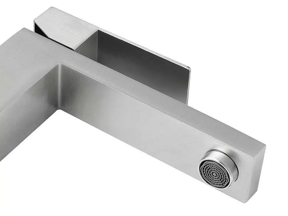 Shower & Design Torneira Misturadora Mecanica Quadrada Em Inox Cor Niquel Escovado A31 Cm - Canilas* Torneira
