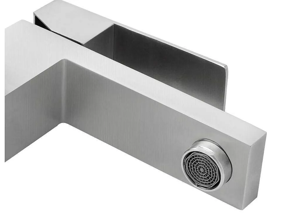 Shower & Design Torneira Misturadora Mecanica Quadrada Em Inox Cor Niquel Escovado A17,3 Cm - Canilas* Torneira