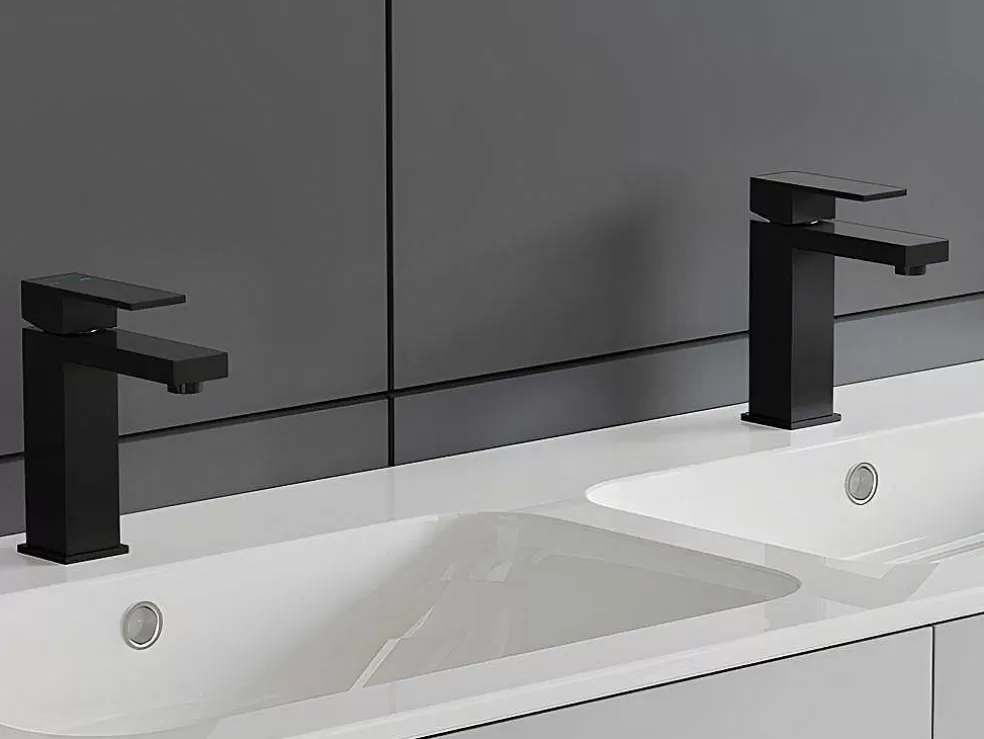 Shower & Design Torneira Misturadora Mecanica Quadrada Em Inox Escovado Preto Mate A17,3 Cm - Canilas* Torneira