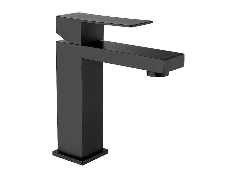 Shower & Design Torneira Misturadora Mecanica Quadrada Em Inox Escovado Preto Mate A17,3 Cm - Canilas* Torneira
